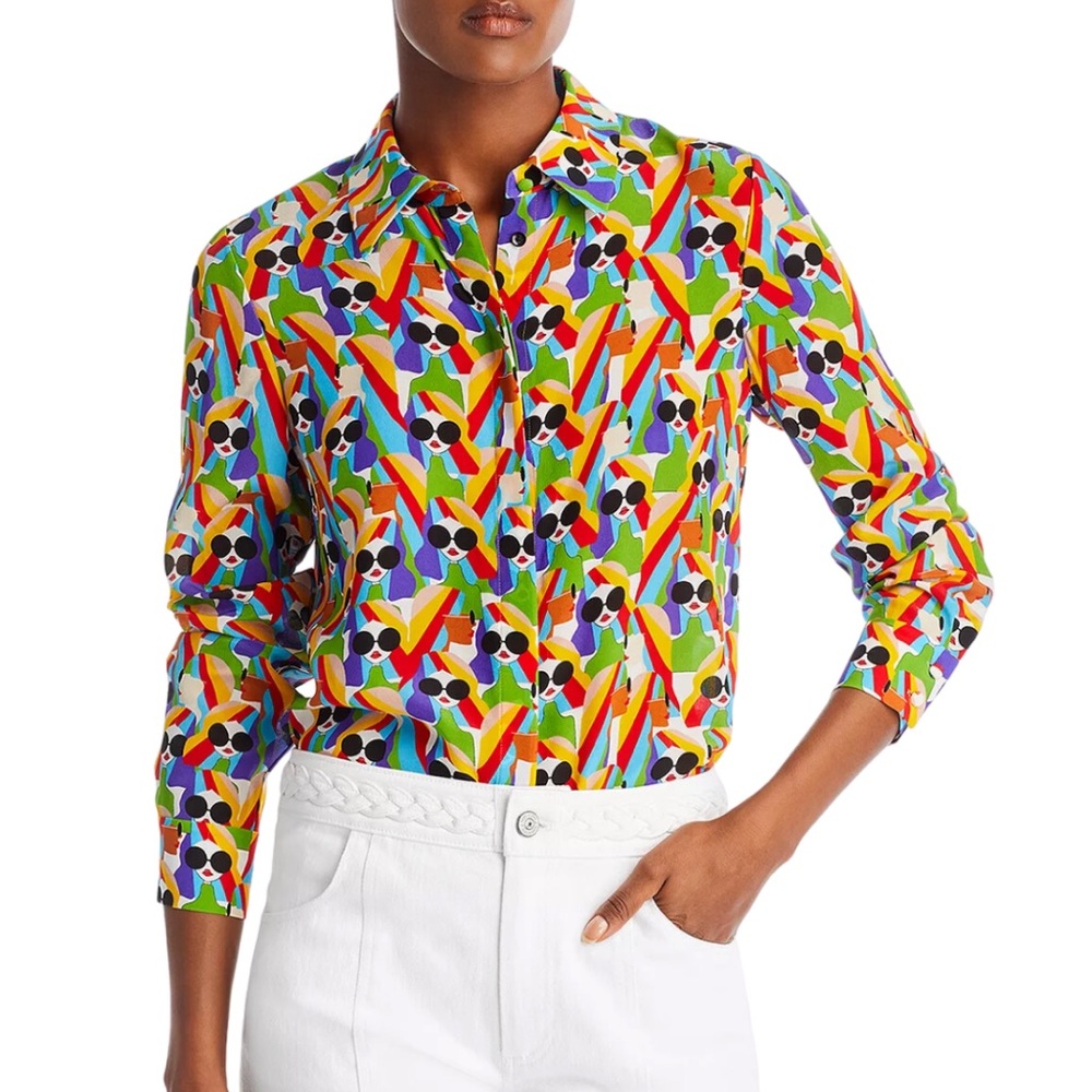 alice + olivia
silk graphic-print long-sleeve shirt